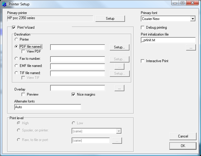 PrinterSetup