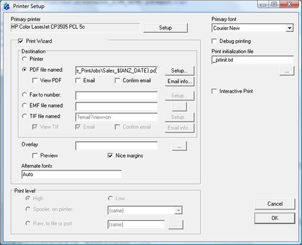 PDF Printer Setup